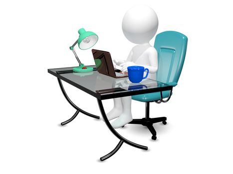 3d abstract illustration of a man at the table