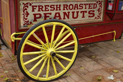 Detail of vintage vending cart on street