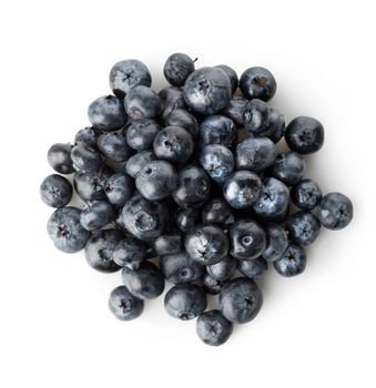 Handful of blueberries isolated on a white background