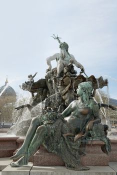 Neptune Fountain in the center of Berlin, Germany