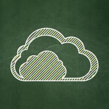 Cloud technology concept: Cloud icon on Green chalkboard background, 3d render