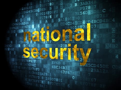 Privacy concept: pixelated words National Security on digital background, 3d render