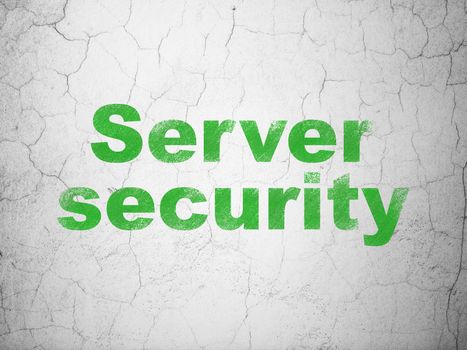 Security concept: Green Server Security on textured concrete wall background, 3d render