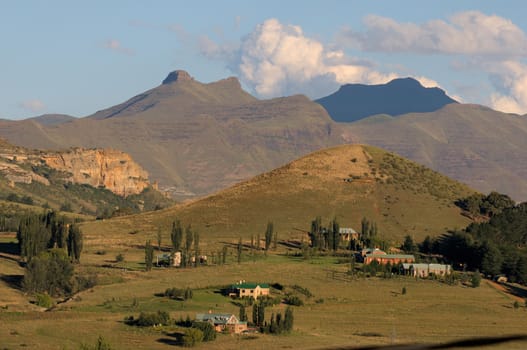 Late afternoon landscape near Clarens, South Africa