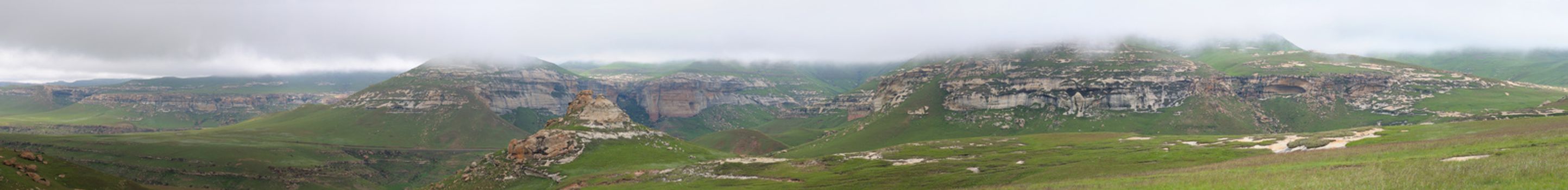 Sandstone cliffs in the Golden Gate Highlands National Park, South Africa. Stitched panorama from 7 separate photos