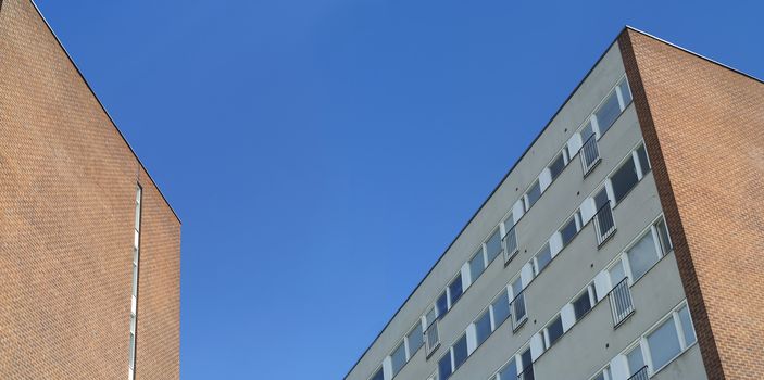Apartment buildings with blue sky