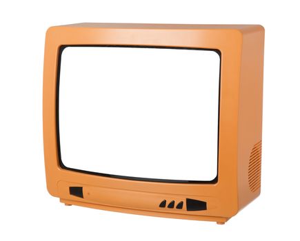 Orange TV isolated on white background