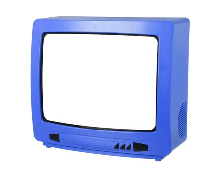 Blue TV isolated on white background