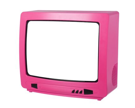 Pink TV isolated on white background