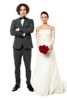 Young married couple, full length portrait