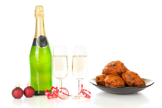 Celebrating new year with champagne and Oliebollen!