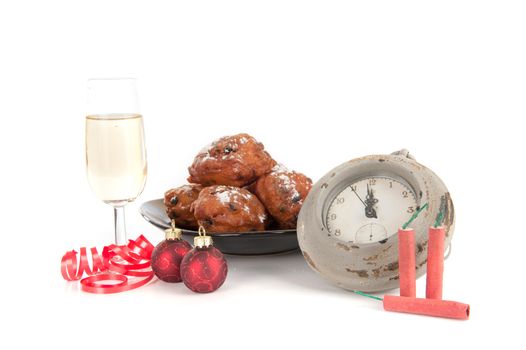 Celebrating New Year with Champagne, Oliebollen and Firework