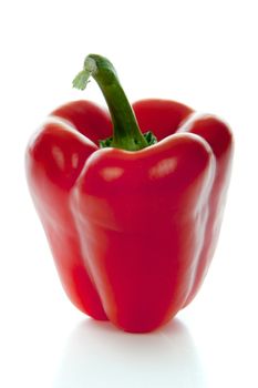 a red sweet pepper on a white background