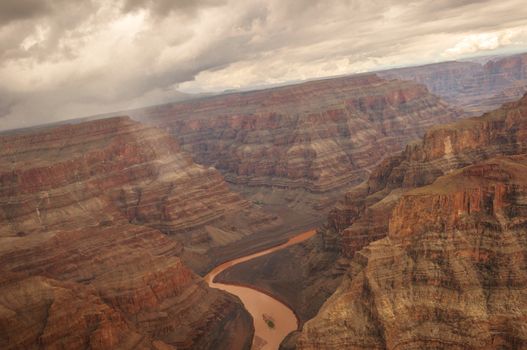 Grand Canyon Heli shooting flight into the colorado valley near las vegas