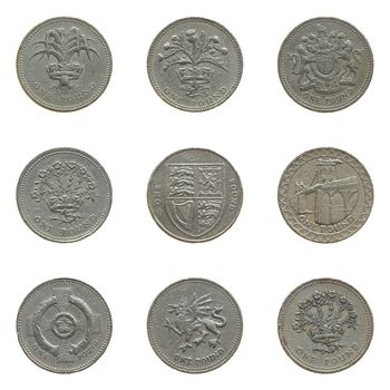 Nine different designs of One Pound coins