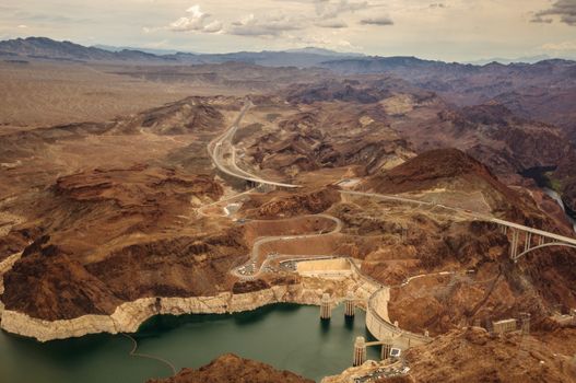 Hoover Dam taken from helicopter near las vegas 2013