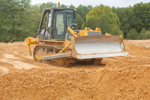 Bulldozer on sand