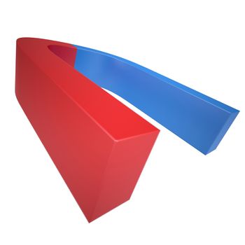 Blue and red magnet. Isolated render on a white background