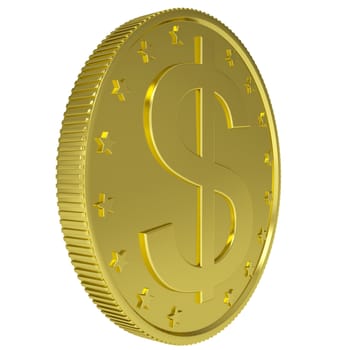 Gold dollar. Isolated render on a white background