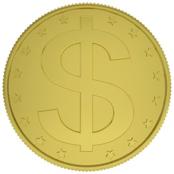 Gold dollar. Isolated render on a white background