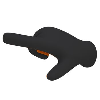 Black and orange gloves. Forefinger shows. 3d render isolated on white background