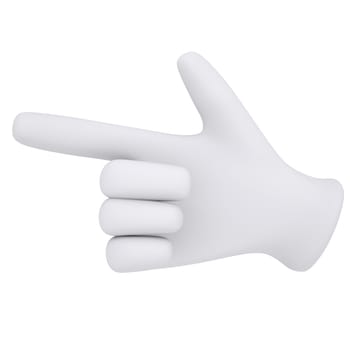 White gloves. Forefinger shows. 3d render isolated on white background