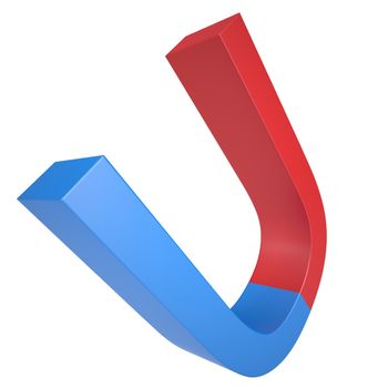 Blue and red magnet. Isolated render on a white background