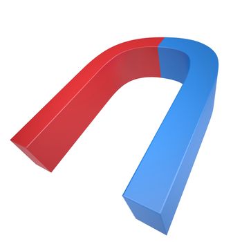 Blue and red magnet. Isolated render on a white background