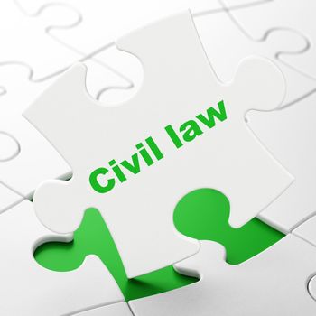 Law concept: Civil Law on White puzzle pieces background, 3d render