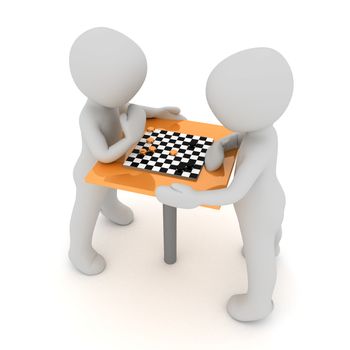Two chracter are playing chess.