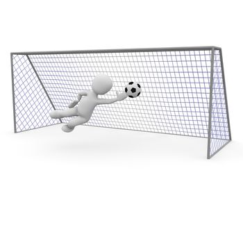 The goalkeeper tries to keep the ball.