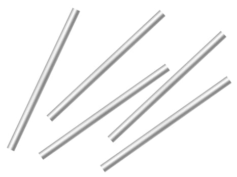 Metal poles isolated against a white background