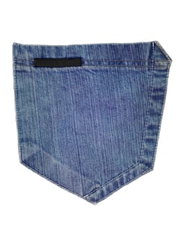 A denium blue jean pocket shot up close