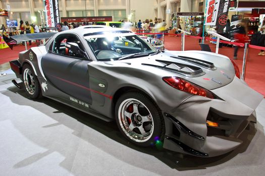 BANGKOK - JUNE 23 : MAZDA RX-7 HARAMEKI  show at The second Bangkok International Auto Salon 2013, the largest and most magnificent Modified Car and automobile accessories show in Bangkok, Thailand.