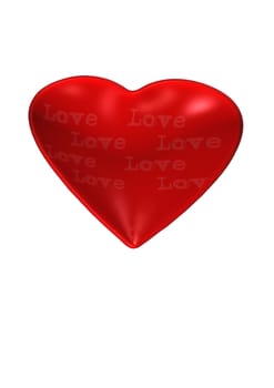 Red heart isolated on white. Three dimensional render.