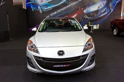 BANGKOK - JUNE 23 : NEW MAZDA 3  show at the second Bangkok International Auto Salon 2013, the largest and most magnificent Modified Car and automobile accessories show in Bangkok, Thailand.