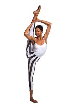 Vertical splits. Latina dancer girl, isolated