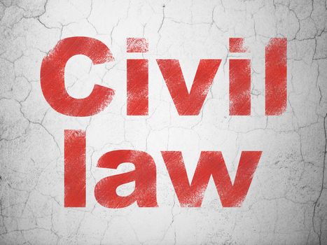 Law concept: Red Civil Law on textured concrete wall background, 3d render