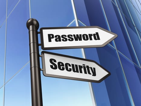 Privacy concept: sign Password Security on Building background, 3d render
