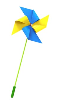 Colored Pinwheel, isolated on white, 3d render
