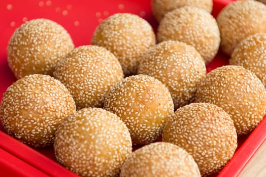 Sesame ball is China delicious food, wrap bean paste in glutinous