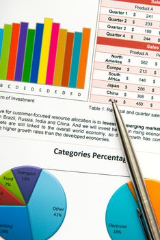 Business financial sheet showing annual performance