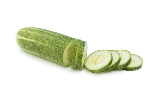 Green cucumber isolated on white background with clipping path