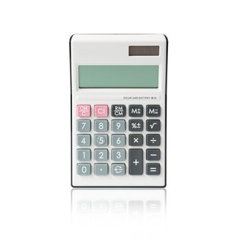 Calculator isolated on a white background with blank screen