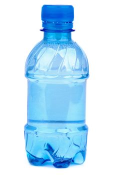 Blue Plastic Bottle of Clean Water isolated on white background
