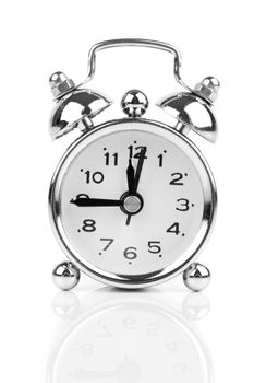 Alarm Clock isolated on white in black and white