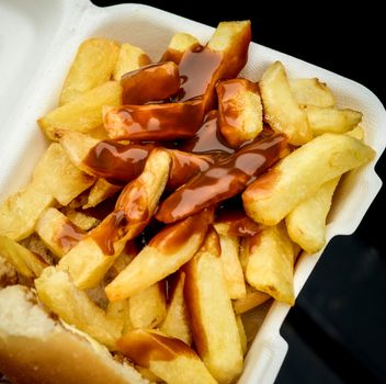 Scottish Style Chip  Roll (Butty) WIth Brown Sauce (French Fries)
