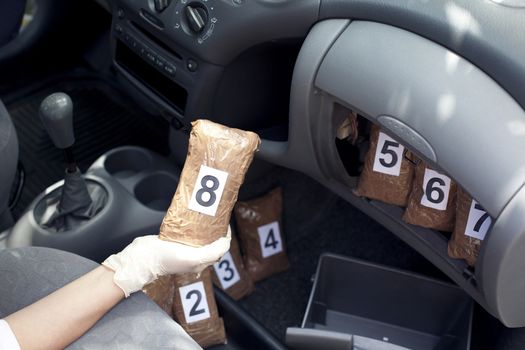 Drug smuggled in a vehicle interior