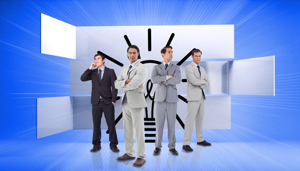 Composite image of attractive businessmen standing arms crossed