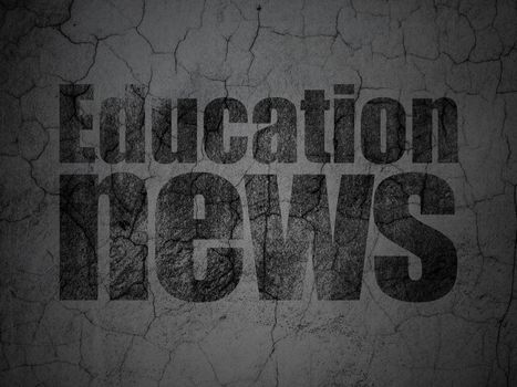 News concept: Black Education News on grunge textured concrete wall background, 3d render